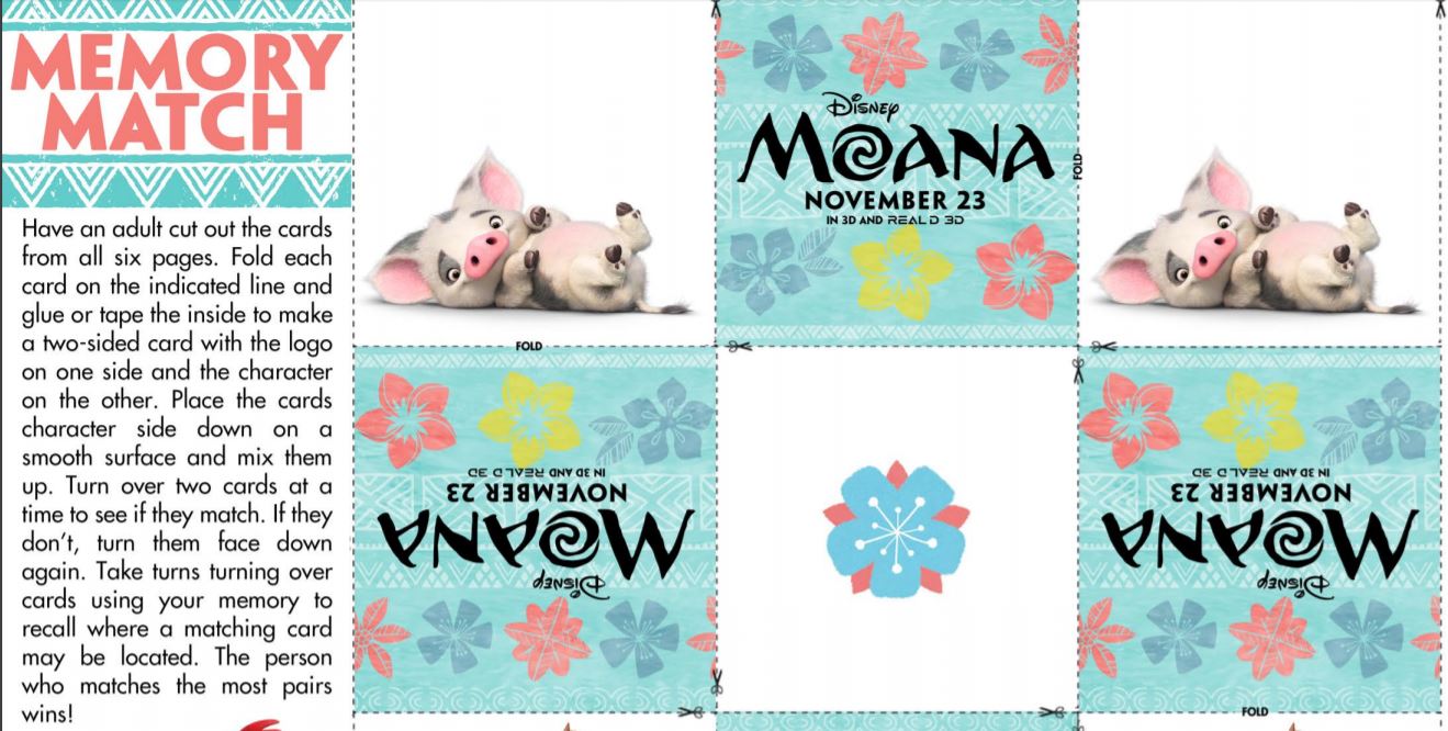 Disney Moana Matching Game- Free Printable